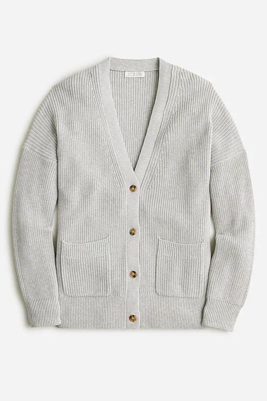 Cotton/Cashmere Preppy Knit J. Crew V-Neck Cardigan Sweater Lightweight Winter